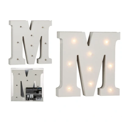Abbildung von Beleuchteter Holz Buchstabe M, mit 9 LED, ca. 16 cm