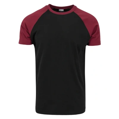 Abbildung von Urban Classics Raglan Contrast Tshirt print, Herren, Größe: XXL, Black/burgundy