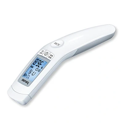 Abbildung von Beurer FT 90 kontaktloses Infrarot Fieberthermometer / Baby Thermometer zur einfachen Messung an der Stirn für Erwachsene und Kinder digitales Display mit Batterie, 1 Stück (1er Pack)