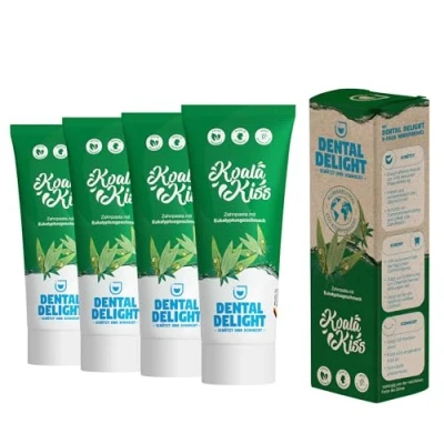 Abbildung von DENTAL DELIGHT Koala Kiss Zahnpasta, Vegane Zahnpasta mit Geschmack, Zahncreme (Eukalyptus, 4er Pack)