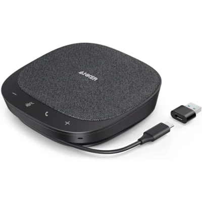 Abbildung von Anker PowerConf S330 USB Lautsprecher, Konferenzlautsprecher für Homeoffice, Smarter Stimmfilter, Plug &amp; Play, 4 Mikrofone 360 Raumabdeckung, klares Klangprofil