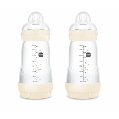 Abbildung von MAM Easy Start Anti Colic Babyflasche für Neugeborene 94% Akzeptanz von Hebammen &amp; Müttern empfohlen 80% weniger Koliken stillfreundlich Sauger Gr. 2 260ml 2+ Mon Stück