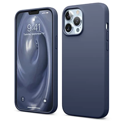 Abbildung von elago Liquid Silicone Case Kompatibel mit iPhone 13 Pro Max Hülle (6,7&quot;), Hochwertiges Silikon, Rundumschutz Handyhülle :3 Layer Struktur Schutzhülle, Kratzfestes Weiches Mikrofaserfutter (Dunkelblau)
