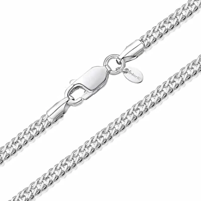 Abbildung von Amberta Damen Halsketete 2 mm aus 925 Sterling Silber Rhombus Kette: 2.3 Panzerkette 40 cm