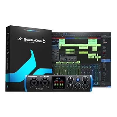 Abbildung von PreSonus Studio 24c, USB C Audio Interface, für Aufnahme, Streaming, Podcasting mit Software Bundle inklusive One Artist, Ableton Live Lite DAW