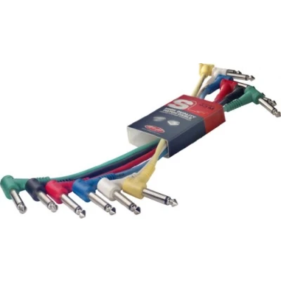 Abbildung von Stagg SPC015L E S Serie 15 cm Patchkabel 6,3 mm Winkel Mono Klinke 6er Pack