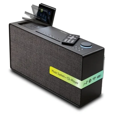 Abbildung von Pure Evoke Home All In One Musiksystem mit CD Player, DAB+/FM Radio, Internetradio, Bluetooth, Spotify Connect, Coffee Schwarz