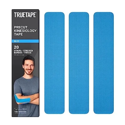 Abbildung von TRUETAPE Kinesiotapes Precut 20 Streifen (25 cm x 5 cm) Wasserfestes &amp; Elastisches Kinesiologie Tape Blau