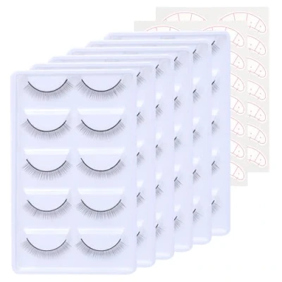 Abbildung von 25 Paar Trainingswimpern für Anfänger Wimpernverlängerung Zubehör Wimpernstreifen Selbstklebende mit 7 Augenpads, Übungswimpern Trainingskopf, Practice Lashes for Eyelash Extensions