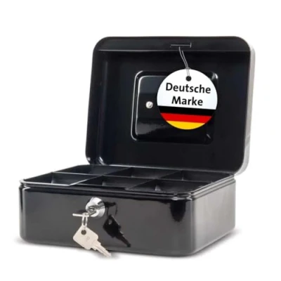 Abbildung von MAUL Geldkassette aus Stahl 20x16x9cm abschließbar Münzgeld Einsatz herausnehmbar Kasse mit 2 Schlüsseln Ideal als Spardose, Geldtasche, Tresor, klein Schwarz