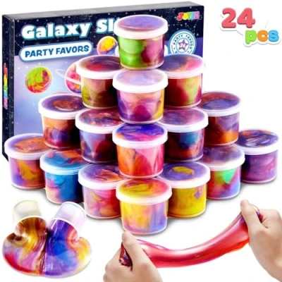 Abbildung von JOYIN Slime Kit, 24 Pack Galaxy Cup Partygeschenke Fluffy, Nicht klebrig, schmutzfrei, streßabbauend, Schleim Kits für Mädchen und Jungen Kindergeburtstag Mitgebsel Set