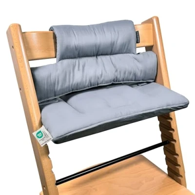 Abbildung von LaLoona Sitzauflage/Hochstuhl Kissen für Stokke Tripp Trapp 2 teiliges Sitzkissen, abwaschbar, OEKOTEX Standard 100, maschinenwaschbar Grau beschichtet