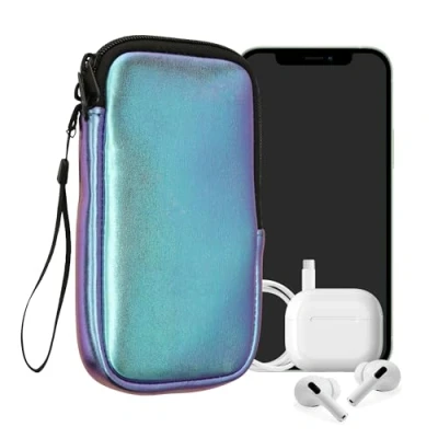 Abbildung von kwmobile Handytasche für Smartphones XL 6,7/6,8&quot; Neopren Handy Hülle Metallic Petrol Tasche 17,2 x 8,4 cm Innenmaße