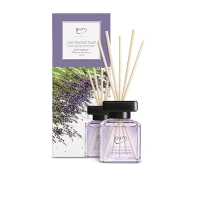 Abbildung von ipuro Essentials Raumduft Lavender Touch 50ml Raumerfrischer mit Lavendel, Zitrus, Blüten, Minze &amp; Moschus Duft Aroma Diffuser Stäbchen Lufterfrischer für die Wohnung