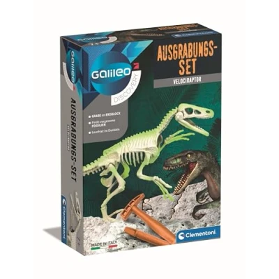 Abbildung von Clementoni Galileo Discovery Ausgrabungs Set Velociraptor, Spielzeug für Kinder ab 7 Jahren, Ausgraben von Dinosaurier Fossilien mit Hammer &amp; Meißel, kleine Forscher 59174