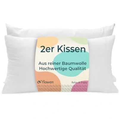 Abbildung von Kissen für Bett 40x70 cm Kopfkissen 2er Set Innenkissen Hypoallergene Anti Milben Weiche Kissenfüllung mit Weicher Gesteppter Kopfkissenbezug Abnehmbarem und Waschbaren Schlafkissen Haus/Hotel