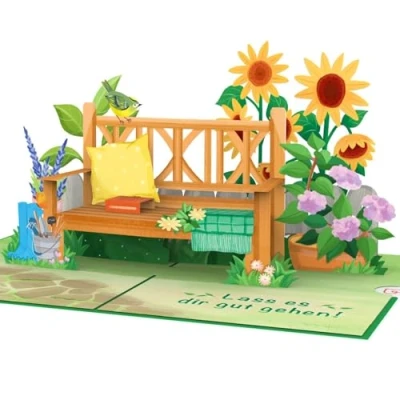 Abbildung von papercrush® Pop Up Karte „Alles Gute zum Ruhestand“ Schöne 3D Abschiedskarte für Kollegin Renteneintritt &amp; Rente, Grußkarte zur Verabschiedung von Rentner in Pension, Gutschein Geldgeschenk