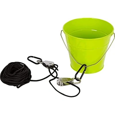 Abbildung von Small Foot Flaschenzug mit Metalleimer, Zubehör fürs Baumhaus/Spielturm, Gartenspielzeug für Kinder ab 3 Jahren, Spielwerkzeug 11905, Mehrfarbig