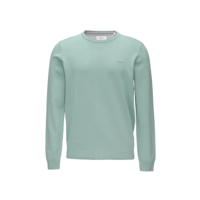 Abbildung von s.Oliver MIT LOGO Stickerei Strickpullover, Herren, Größe: Large, Salbeigrün