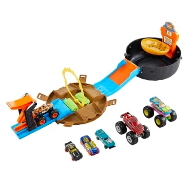 Abbildung von Hot Wheels City Drachenangriff Spielset, besiege den Drachen mit Stunts, lässt sich anderen Sets verbinden, enthält 1 Spielzeugauto, Geschenk für Kinder von 3 bis 8 Jahren, HJV70