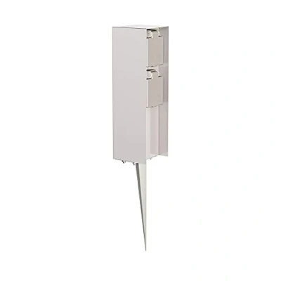 Abbildung von ledscom.de Garten Steckdosen Säule POMI mit Erdspieß für außen, IP44, 2 Fach, Edelstahl, eckig, 23cm