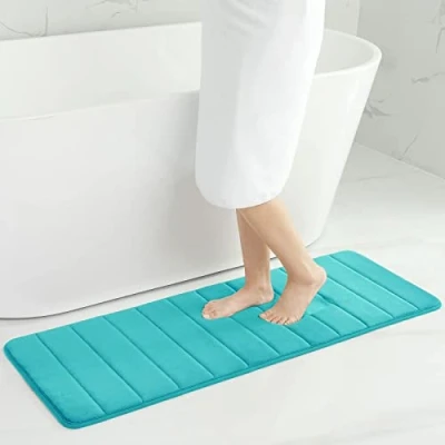 Abbildung von Homaxy Memory Foam Badezimmer Badteppich Saugfähige Rutschfester Badvorleger Waschbar Badematte 43 x 120 cm, Pfau Grün