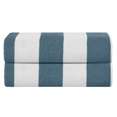 Abbildung von Sweet Needle Strandtücher Cabana Striped Classic, 100% Baumwoll Frottee, ringgesponnenes Pooltuch, schnell trocknend, 450 g/m², 2 Stück, für Erwachsene (Sea Glass Green, 76 x 152 cm)