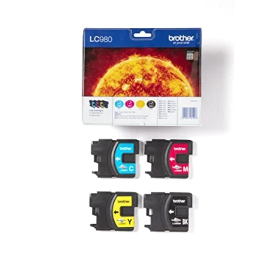 Abbildung von Brother LC980 Original Tintenpatronen Value Pack (schwarz, gelb, cyan, magenta) für verschiedene MFC und DCP Drucker, LC980VALBPDR, Standard