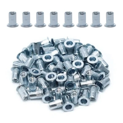 Abbildung von CCLIFE 60 Stück M4 Nietmuttern und Blindnietmuttern Set, 9mm x 11mm, verzinkter Kohlenstoffstahl Ideale Befestigung für Stahl, Glasfaser Kunststoff