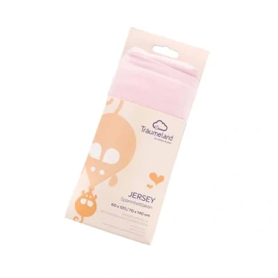Abbildung von Träumeland Spannbetttuch Jersey, rosa, 60 x 120 + 70 140 cm
