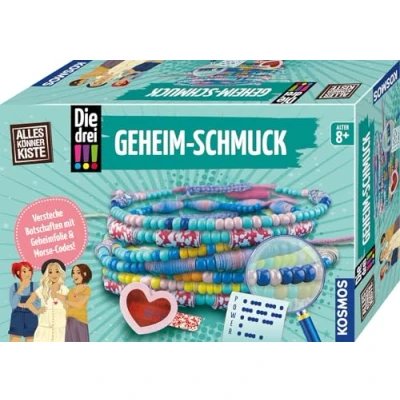 Abbildung von KOSMOS 605698 Die DREI !!! Geheim Schmuck, Bastelset für echte Detektivinnen ab 8 Jahre, Freundschaftsbänder basteln, Perlenarmbänder und Ketten herstellen mit Ausrufezeichen