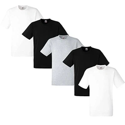 Abbildung von Fruit of the Loom Herren Regular Fit T Shirt Heavy Cotton Tee 5 Pack,2Weiss/2Schwarz/1Grau XL