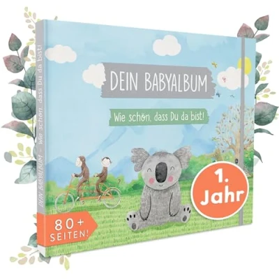Abbildung von TWIVEE Babyalbum Mein erstes Jahr Mädchen und Jungen Erinnerungsbuch Baby Babytagebuch Babybuch zum Eintragen Album