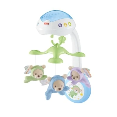 Abbildung von Fisher Price 3 in 1 Traumbärchen Mobile, Mobile für Babybett, Elektrisches mit Licht, Musikmobile, Babyerstausstattung, Babybett und Baby Zubehör, ab Geburt, CDN41