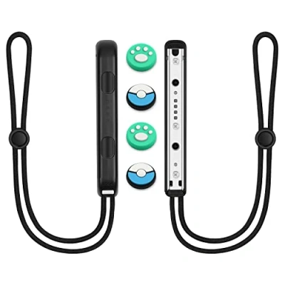 Abbildung von Vicloon Gamepad Handschlaufe, 1 Paar Handschlaufe für Switch mit 2 Joystick Kappen, Joycon, Ersatz Joy Con Controller(Weiss)