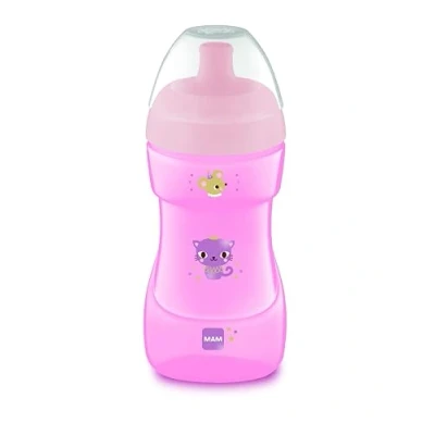 Abbildung von MAM Sports Cup D112 Silikon Lernbecher, auslaufsicher, für Babys ab 12+ Monaten, Rosa