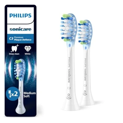 Abbildung von Philips Sonicare C3 Premium Plaque Defence, Original Ersatzbürstenköpfe, Weiß, 2er Pack, HX9042/87