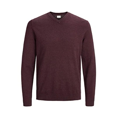 Abbildung von JACK &amp; JONES Herren JJEBASIC Knit V Neck NOOS 12137194, Port Royale/Twisted with Black, XXXL