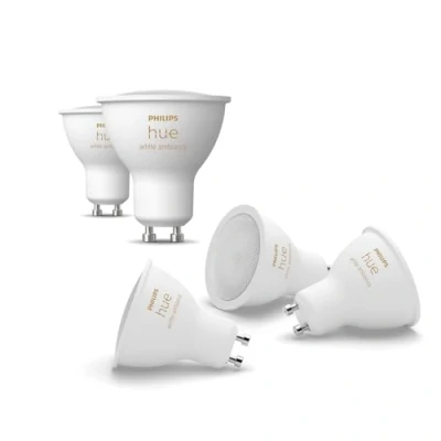 Abbildung von Philips Hue White GU10 LED Spot 5er Pack (400lm), dimmbare Lampen für das Lichtsystem mit warmweißem Licht, smarte Lichtsteuerung über Sprache und App