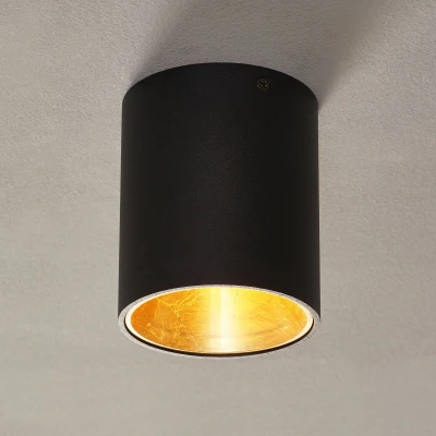 Abbildung von EGLO LED Deckenleuchte Polasso, Deckenlampe aus Metall in Schwarz und Gold, Wohnzimmerlampe warmweiß, Ø 10 cm