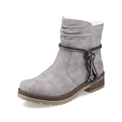 Abbildung von Rieker Damen Ankle Boots Y7463, Frauen Stiefeletten,flach,Stiefel,Bootee,Booties,halbstiefel,Kurzstiefel,uebergangsschuhe,grau (40),36 EU / 3.5 UK