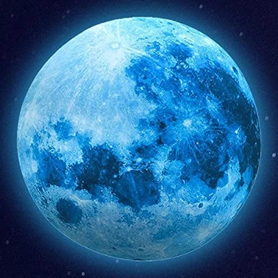 Abbildung von Alnicov Wandaufkleber, leuchten im Dunkeln, Mond, 30 cm, leuchtender Deckenkunst, Aufkleber für Schlafzimmer, Wohnzimmer, Geburtstagsdekoration, Blau