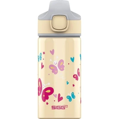Abbildung von SIGG Alu Trinkflasche Kinder Miracle Butterfly mit Trinkhalm Auslaufsicher Federleicht BPA frei Klimaneutral Zertifiziert Schule &amp; Sport Hellgelb Schmetterlingen 0,4L
