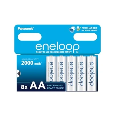Abbildung von eneloop, AA/Mignon NI MH Akku, 8er Pack, Kapazität mit min. 2000 mAh, Ready to Use Akkus, bis zu Mal wiederaufladbar, plastikfreier Verpackung, Standard, weiß