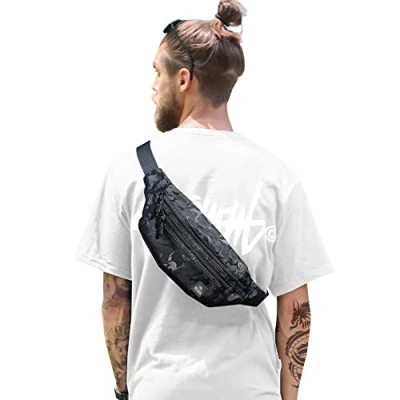 Abbildung von SZSYCN Große Bauchtasche Damen Hüfttasche Mode Gürteltasche und Herren Sport Schwarz Wasserdicht Gurttasche für Reise iPhone Arbeiter Camping Wandern Fitness Fahrrad Jagd