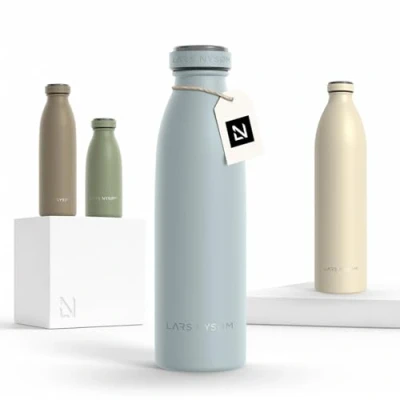 Abbildung von LARS NYSØM Edelstahl Trinkflasche 350ml, 500ml, 750ml, 1L, 1 5 liter Thermosflasche Kohlensäure geeignet Auslaufsichere Wasserflasche für Sport, Outdoor, Schule (Sky Blue, 500ml)