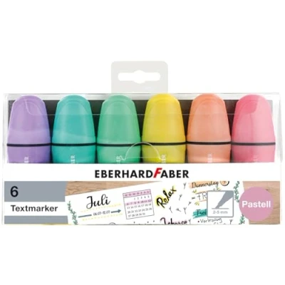 Abbildung von Eberhard Faber 551403 Mini Textmarker Pastell mit Keilspitze, 6 Marker Stifte im Etui