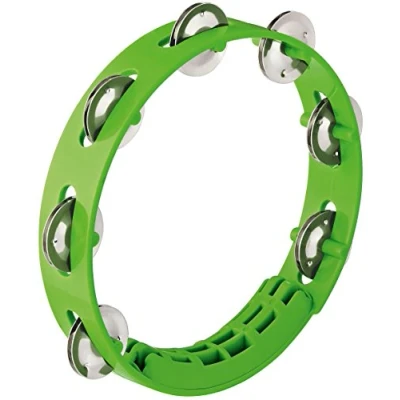 Abbildung von Nino Percussion Compact Tambourine Instrument Musikinstrument für Kinder ab 3 Jahren Durchmesser 8 Zoll Kunststoff, Grün (NINO49GG)
