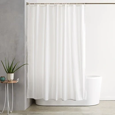 Abbildung von Amazon Basics Duschvorhang 180 x cm Weiß, Schimmelresistent und Wasserabweisend