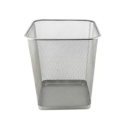 Abbildung von D.RECT Papierkorb Büro 18L Abfalleimer, aus Drahtgeflecht Mülleimer, Papiereimer Metall Büroeimer Mesh Eckig, Silber